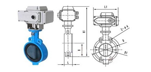 電動對夾式蝶閥外形尺寸結構圖