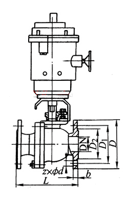 Q941Y 型 PN16~PN63 浮動硬密封電動球閥結(jié)構(gòu)圖