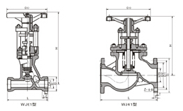 WJ41H、WJ41W 型 PN16~PN40 波紋管截止閥結構圖片