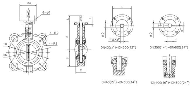 D71X-10/16對(duì)夾式蝶閥結(jié)構(gòu)圖